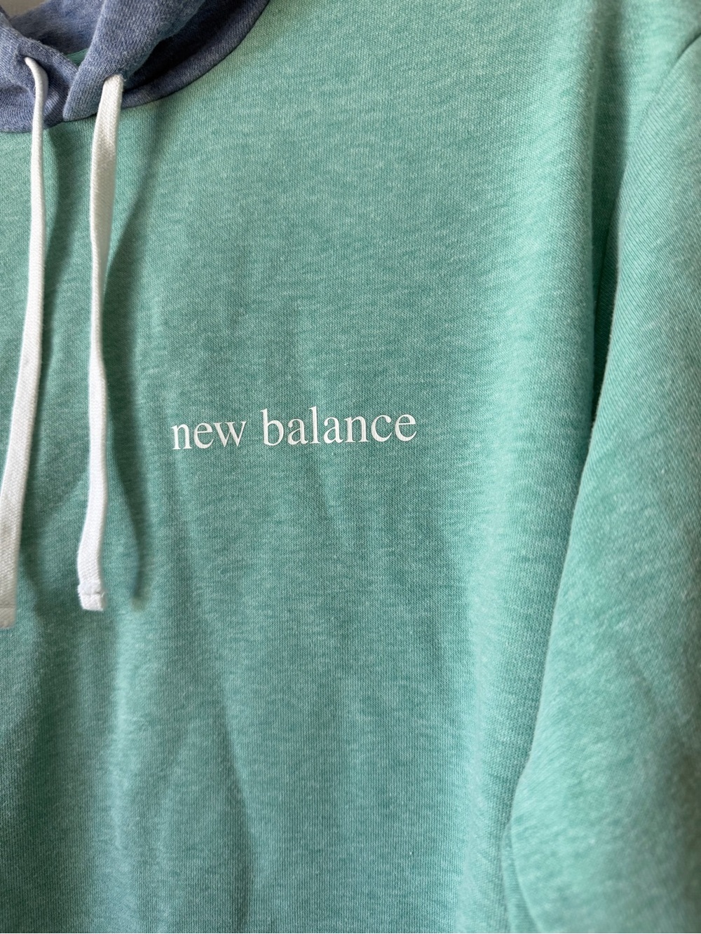 New Balance The Intelligent Choice Hoodie Mint Green Blue Pullover Sweatshirt M - Picture 2 of 7